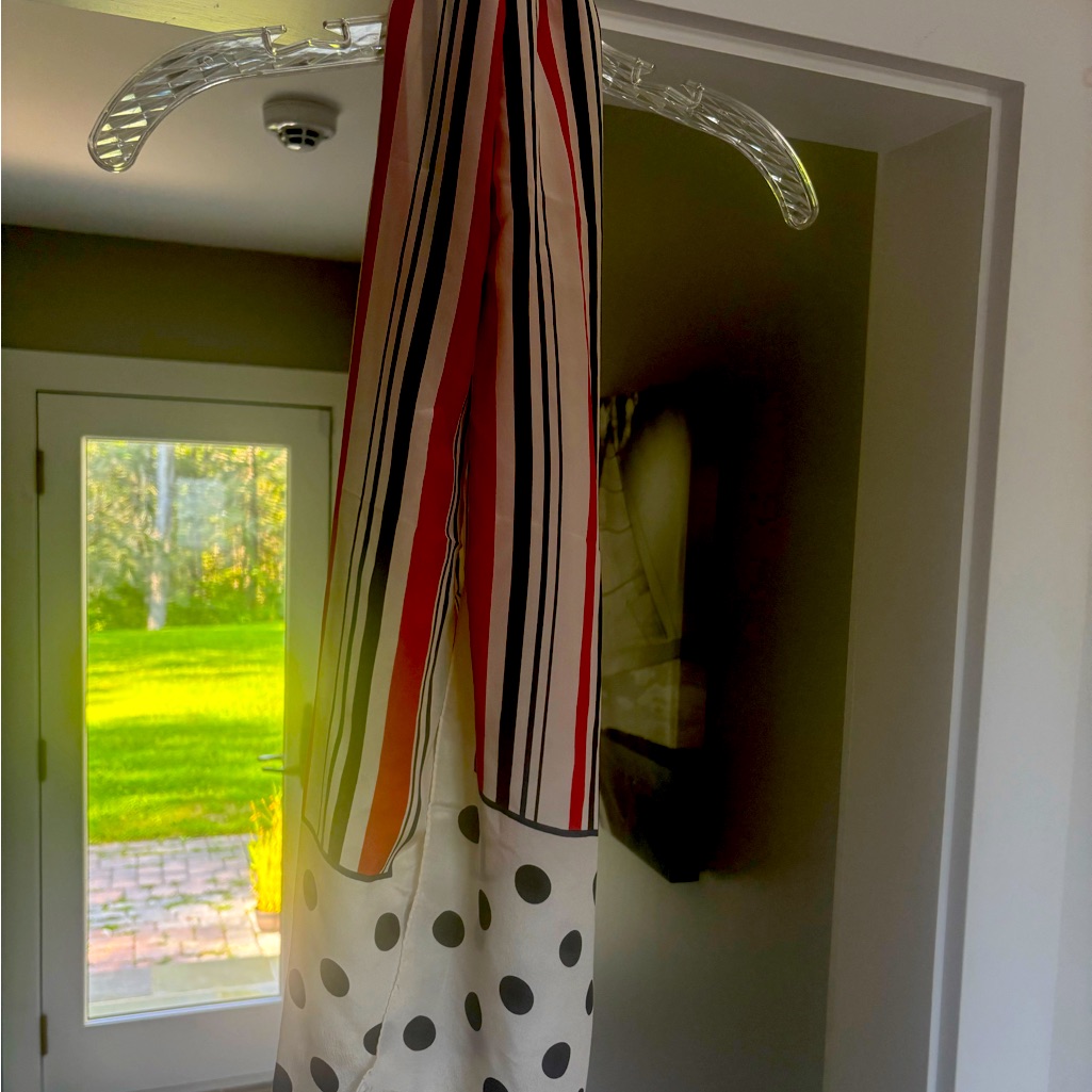 Anne Klein Stripped Polka Dot Silk Vintage Scarf